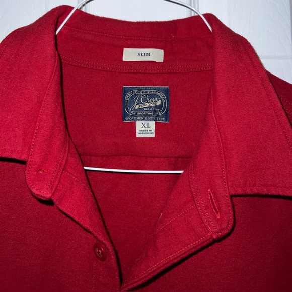 J.Crew NY Heavy Weight Cotton Flannel, Solid Red XL - Slim, men’s shirt. - Picture 2 of 16